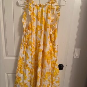 Yellow Floral Sleeveless Dress